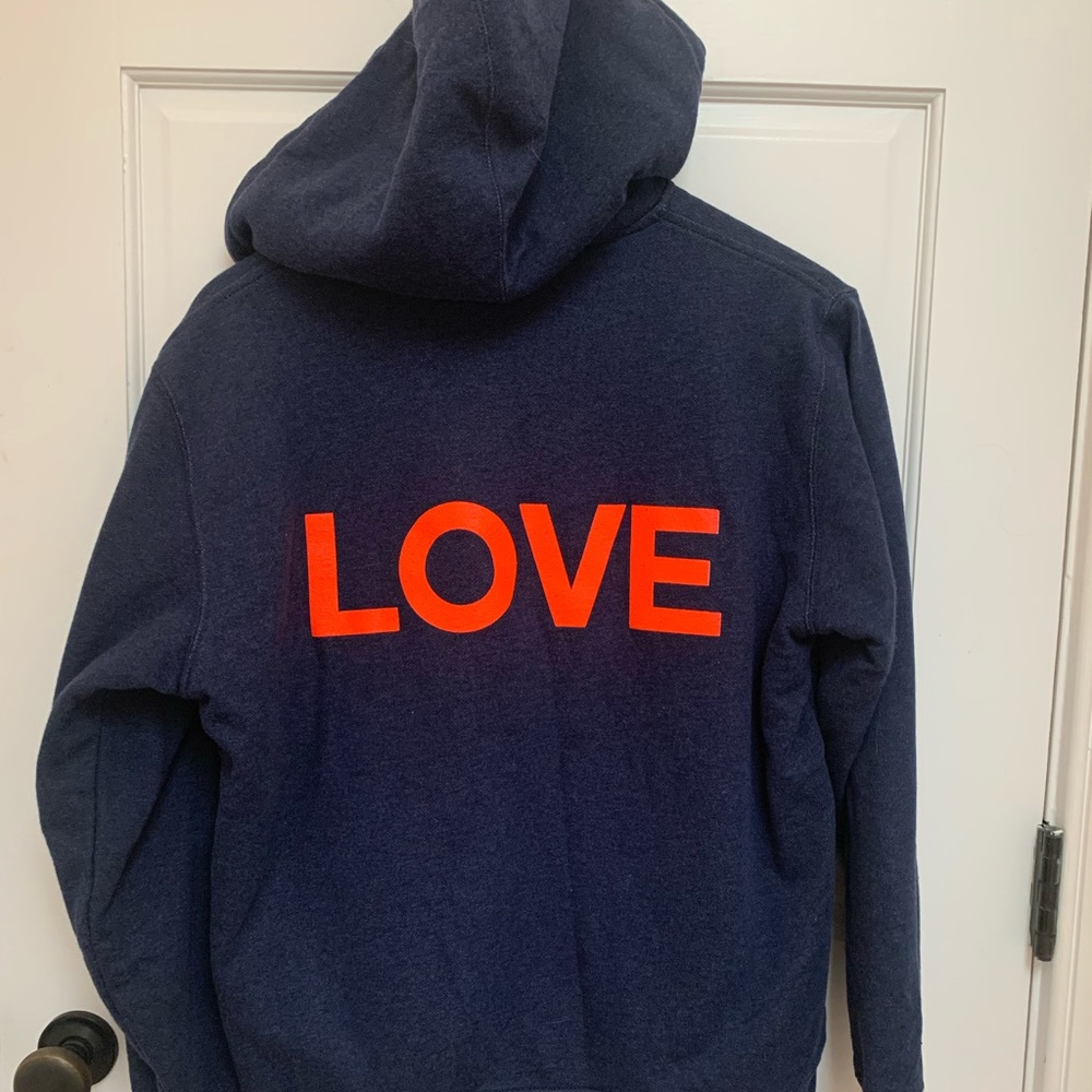 John Eshaya Fleece lined zip up hoodie with thumb holes. Size small